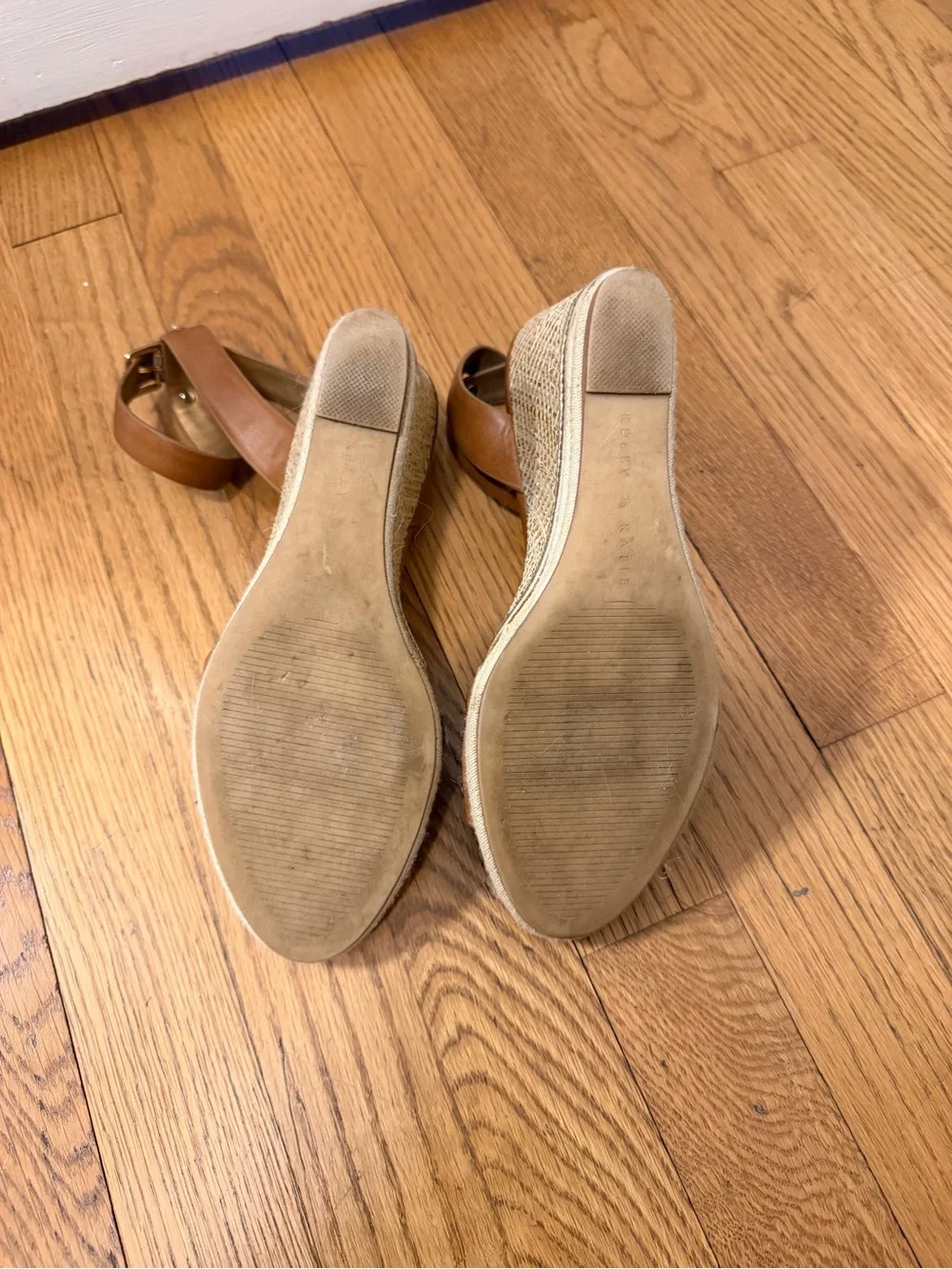 Tan Wedge Sandals with Ankle Strap